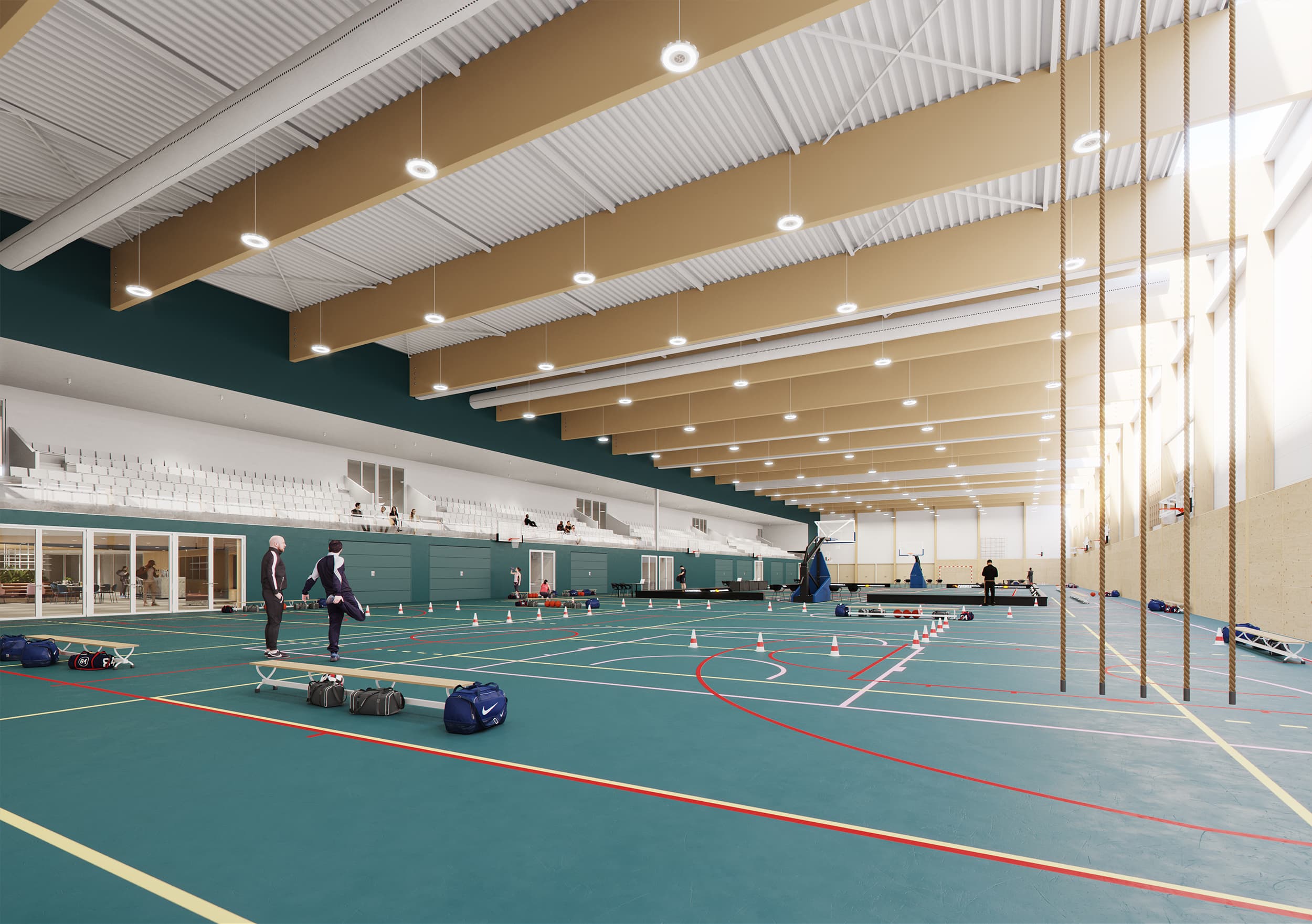De gerenoveerde sporthal van Merwestein.